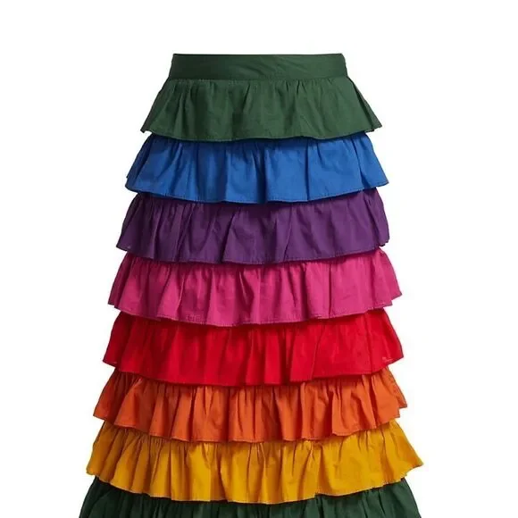 FARM Rio Color Blocked Tiered Midi Skirt - Picture 5 of 10